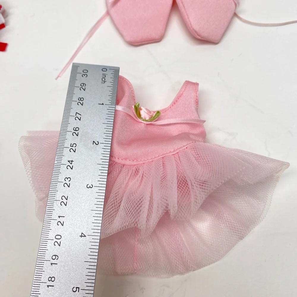 Pink Ballerina Dress & Red Cheer Outfit Set for Dolls or Small Build a Bear